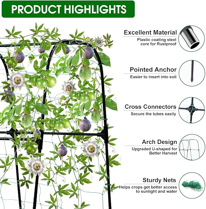 Garden Arch Trellis for Climbing Plants Outdoor, 50x48 inch Cucumber Trellis - Image 3