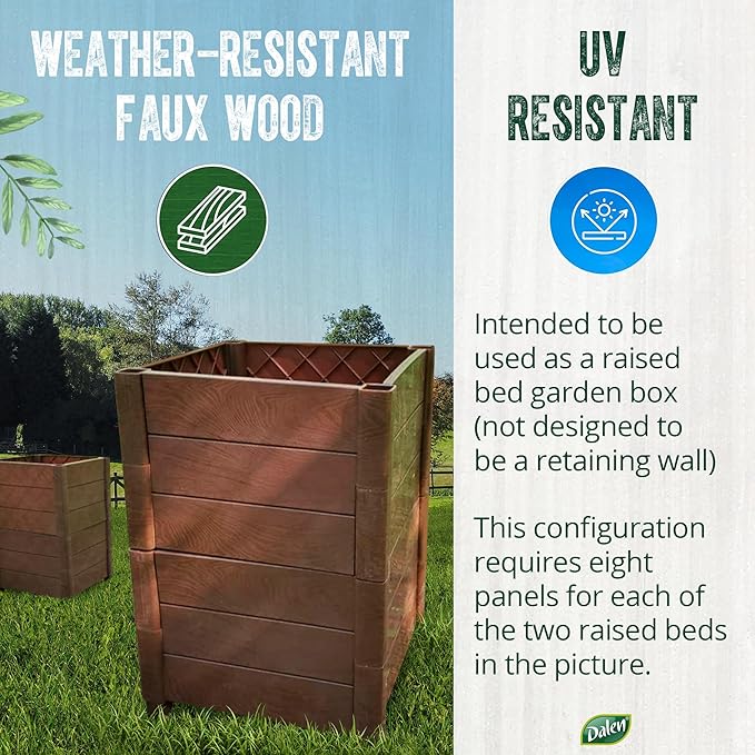 Dalen Modular Raised Bed Garden – Faux Wood – 4 Panel Starter Pack – Makes - Image 2