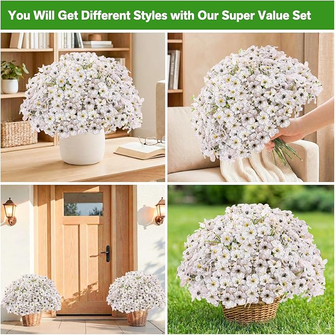 22 Pack Artificial Flowers Outdoor Fake Plants, Faux Flowers UV Resistant - Image 3