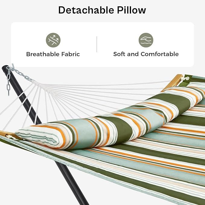 SUPERJARE Hammock with Stand, 2 Person Heavy Duty Hammock with Padded Cotton - Image 4