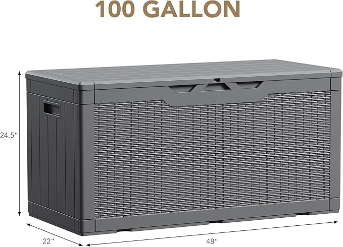 Devoko 100 Gallon Waterproof Large Resin Deck Box Indoor Outdoor Lockable - Image 6
