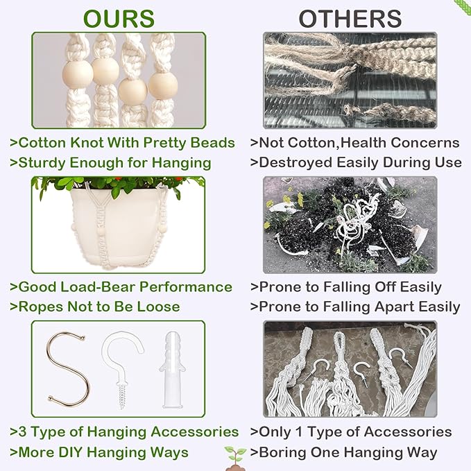 Macrame Plant Hanger Indoor, Hanging Planters - Image 5