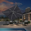 PURPLE LEAF 10 Feet Patio Umbrella Outdoor Cantilever Solar Powered LED Swivel by PURPLELEAF