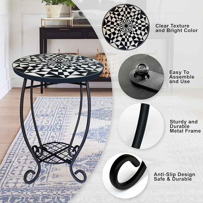 LIFFY Outdoor Side Table, Indoor Small Decorative Plant Stand & End Table - Image 4