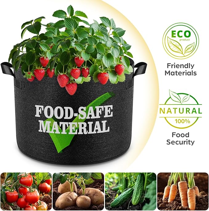 5 Pack 20 Gallon Grow Bags, Thickened Nonwoven Fabric Planter Pots - Image 5