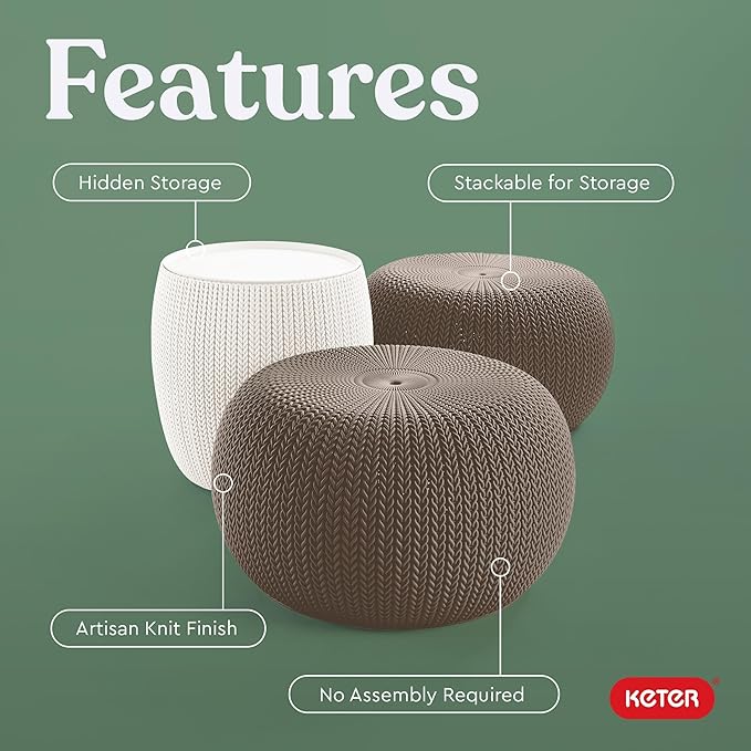 KETER Urban Knit Pouf Ottoman Set of 2 - Image 5