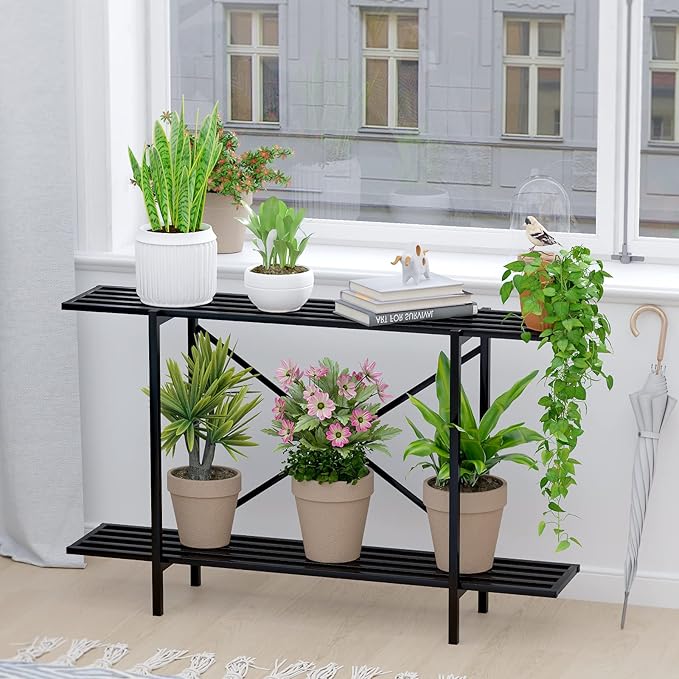 Zhongma 2 Tier Metal Sturdy Heavy Plant Stand, Narrow Plant Stand Indoor and - Image 4
