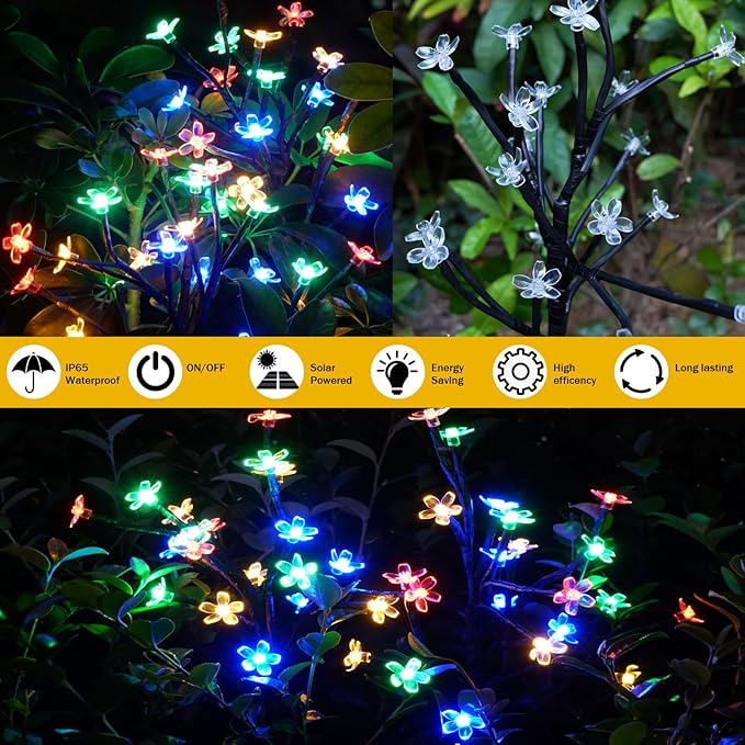 Solar Garden Lights Waterproof, Solar Lights Outdoor Decorative 4Pack, 80Led - Image 5