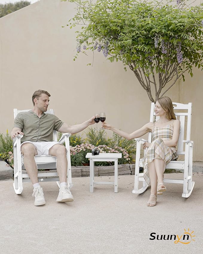 Oversized Rocking Chairs Outdoor Set of 2, High Back Porch Rocker Chair - Image 7