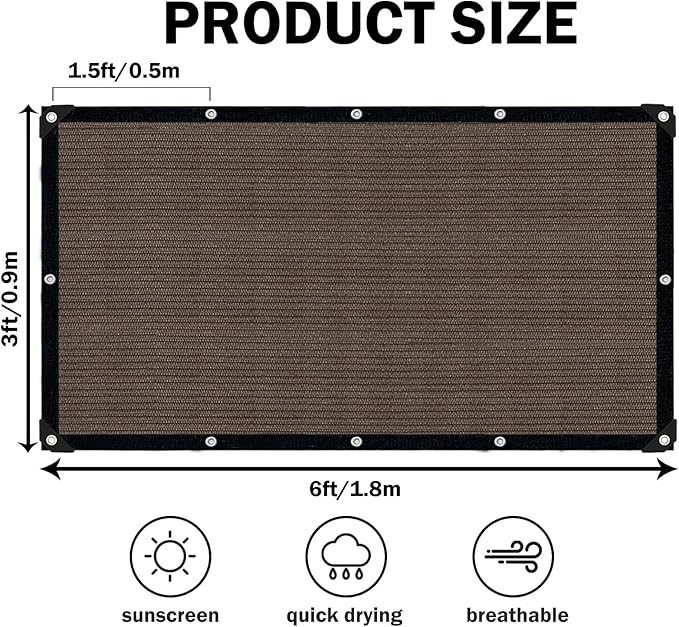 Sun Shade Cloth with Grommets, 90% UV Protection Shade Fabric, Pergola Shade - Image 2