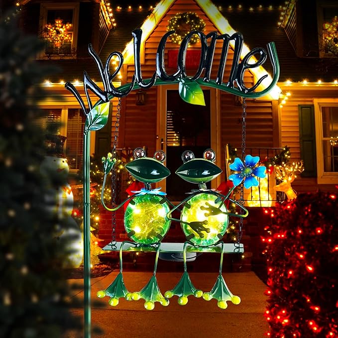 HONGLAND Solar Lights Outdoor Waterproof, Frog Swing Garden Decor, Frog - Image 7