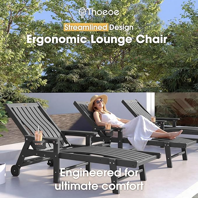 Patio Chaise Lounge Chair Set of 2, Oversized Lounge Chair Outdoor - Image 3