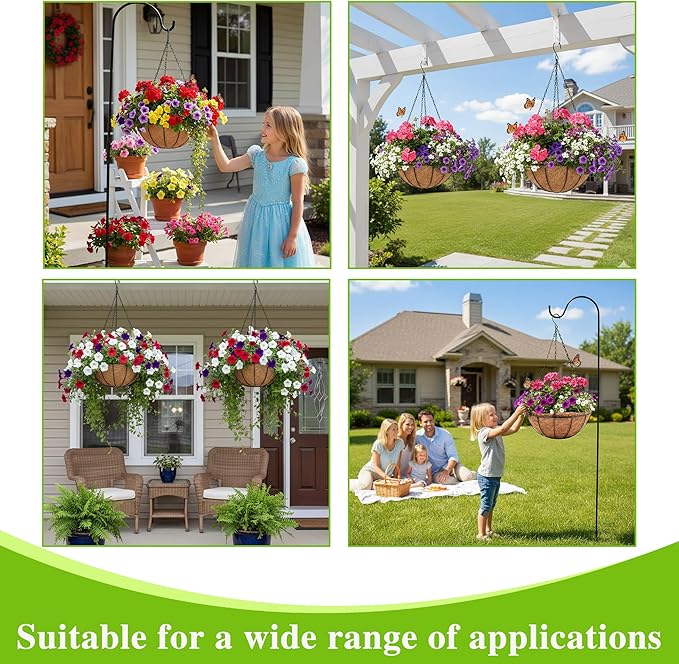 4 Pack Hanging Planter Basket Outdoor Large Hanging Flower Pots Indoor 12 inch - Image 3