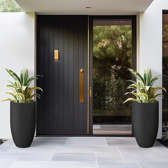 Kante 24 Inch Tall Round Concrete Planter, Large Indoor Outdoor Plant Pots - Image 4