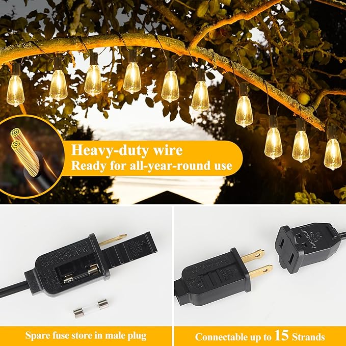 Brightever LED Outdoor String Lights 100FT Patio Lights - Image 6