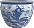 16" Dragon Blue & White Porcelain Fishbowl by RedLantern