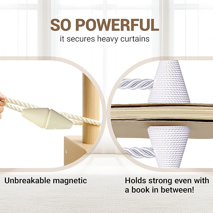 Hion Magnetic Curtain Tiebacks Beige 2pcs, Curtain Tiebacks Buckles Holdbacks - Image 6