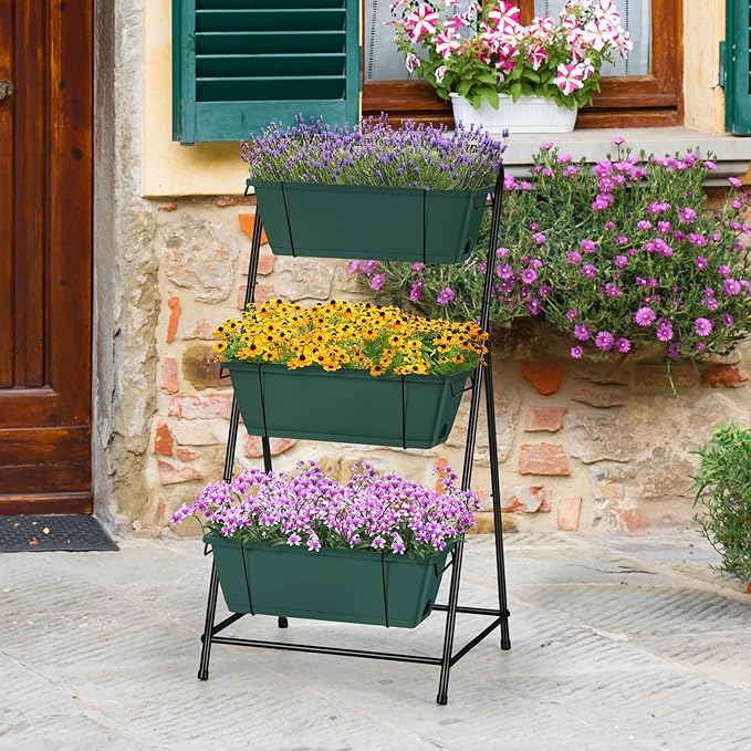 Vertical Raised Garden Bed 3 Tier Garden Planter Standing Planter Box Herb - Image 6