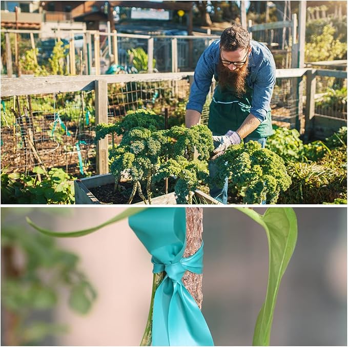 4 Rolls Stretch Tie Tape, 1” Wide 200FT Reusable Garden Plant Ties Green Tapes - Image 4