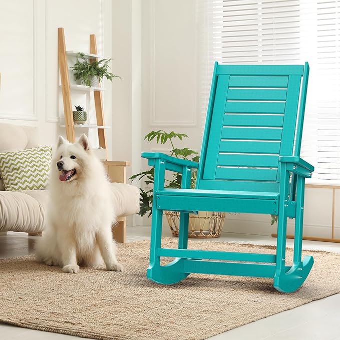 GREENVINES Outdoor Rocking Chairs | Set of 2 | Porch Rocker | HDPE Plastic | - Image 5