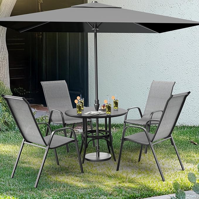 VINGLI Patio Chairs Set of 6 – Stackable Outdoor Dining Chairs - Image 8