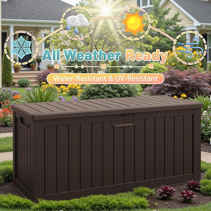 Patiowell 240 Gallon Large Outdoor Storage Box, Waterproof Deck Box - Image 4