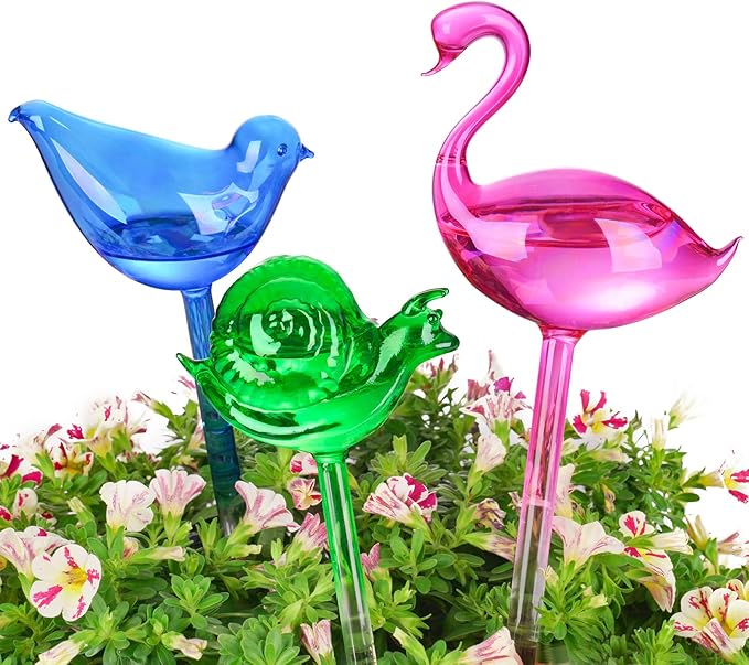 NiHome Spike Self-Watering Bulb 3PCS 10" Iridescent Pearl Hand-Blown Glass by NiHome