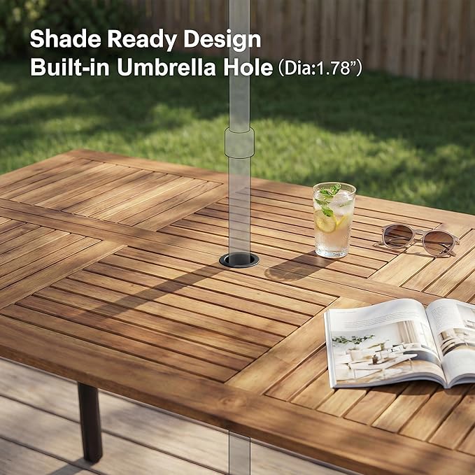 Flamaker Acacia Wood Patio Outdoor Dining Table - Image 4