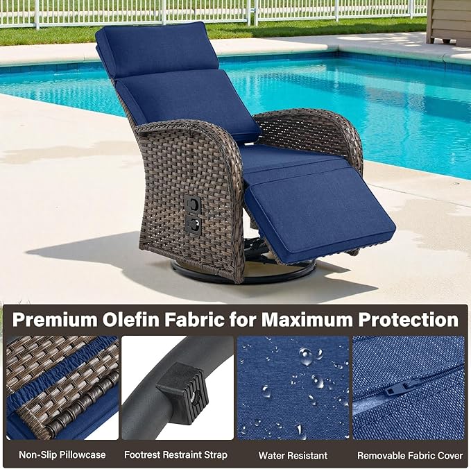 Belord Swivel Outdoor Recliner Chair Set of 2 - Image 8