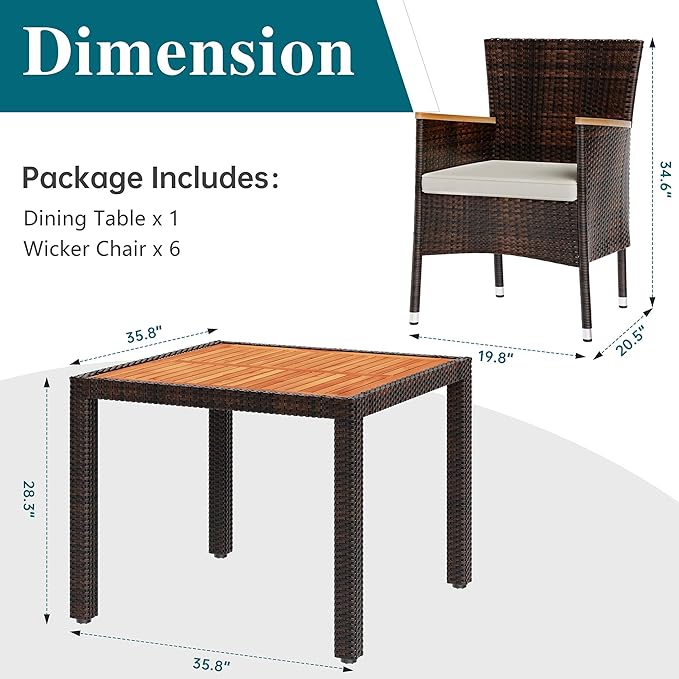 Shintenchi 5 PCS Patio Dining Set, Wicker Outdoor Table and Chairs - Image 2