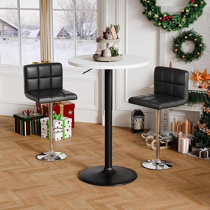 Flamaker Round Bistro Pub Table 23.6 Inch Height Adjustable 360° Swivel Bar - Image 2