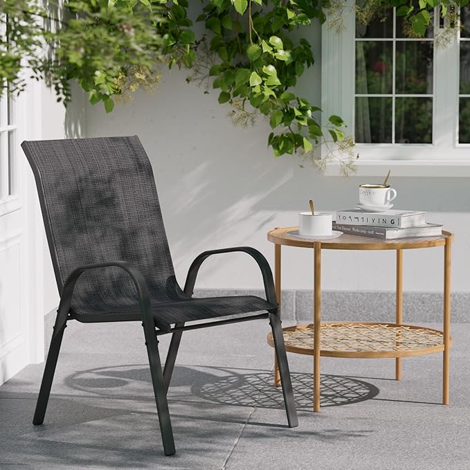 Patio Dining Chairs Set of 6, Outdoor Stackable Dining Chairs High Back - Image 7