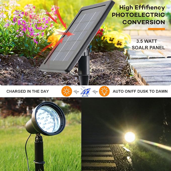 SUNLONG Solar Powered Spot Lights Outdoor Waterproof 2 in 1 Bright Solar - Image 2