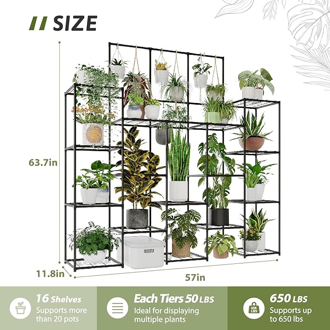 Metal Plant Stand Outdoor 63" Tall Plant Shelf - Image 6