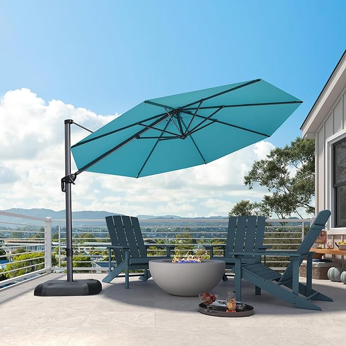 PURPLE LEAF 11 Feet Patio Umbrella Outdoor Cantilever Round Umbrella Aluminum - Image 9