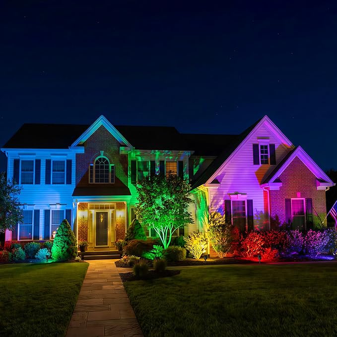 JSOT 4 Pack Halloween Solar Spot Lights Outdoor- RGB Solar Lights Outdoor - Image 2