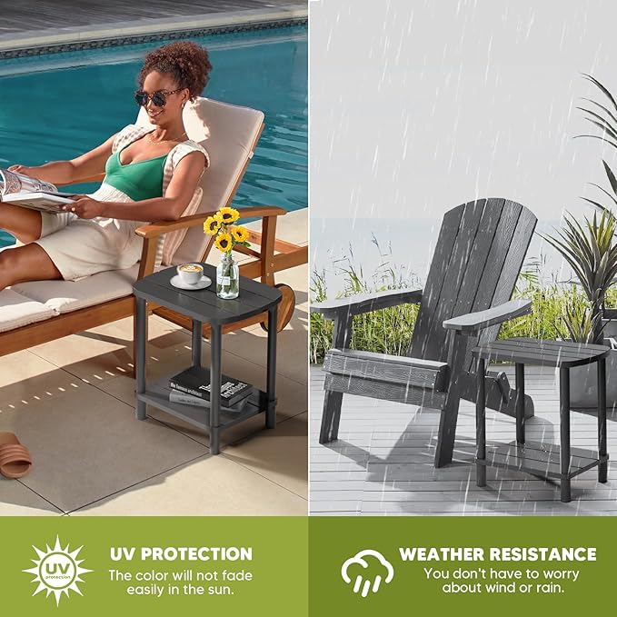 Outdoor Side Table, Adirondack Outdoor Patio Table, Bamboo Small Patio End - Image 6