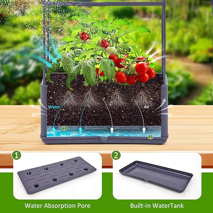 GENMOUS 2 Pack Rectangle 4 Tier Tomato Planter, Raised Garden Bed Tall 45'' - Image 5