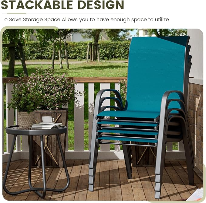 UDPATIO Patio Chairs Set of 8, Stackable Outdoor Dining Chairs - Image 6
