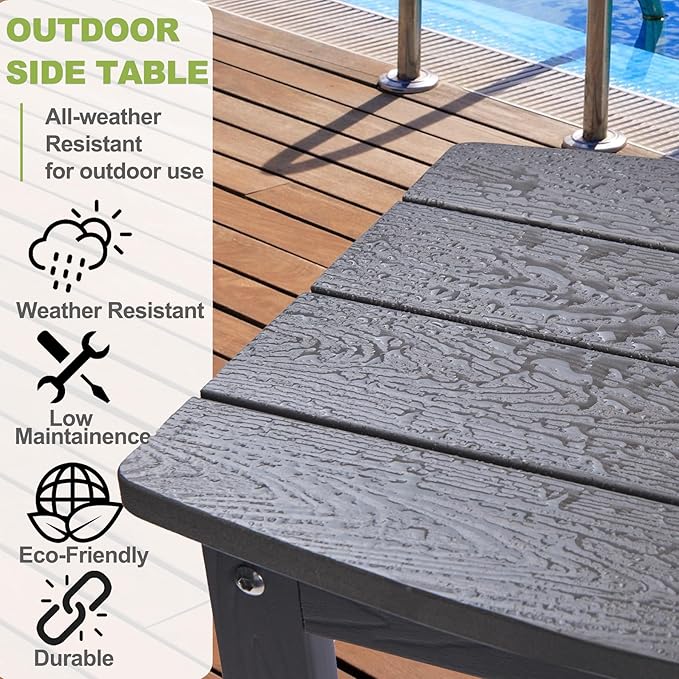 Y&M Outdoor Side Table, HIPS Adirondack Small Single Table, Waterproof Square - Image 6