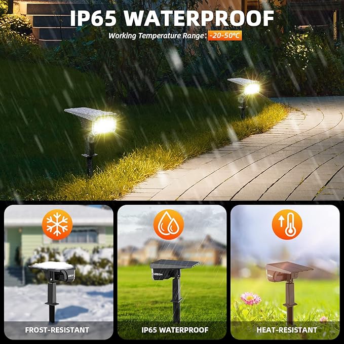 3 Brightness Modes Solar Outdoor Lights, 360 Degree Adjustable Lighting Angle - Image 2