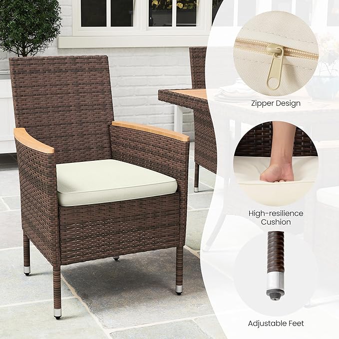 Wisteria Lane 10-Pieces Outdoor Patio Table and Chairs, Rattan Patio Table Set - Image 4