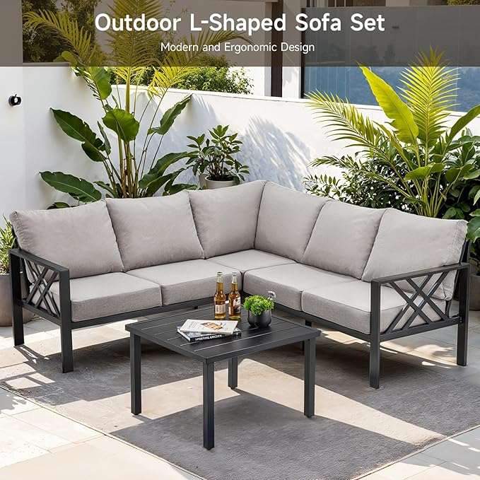 Patio Furniture Set, 6-piece Metal Sectional Furniture Sofa - Image 8