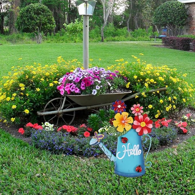 hogardeck Garden Decor for Outside, Metal Watering Can Decorative Garden Stakes - Image 6