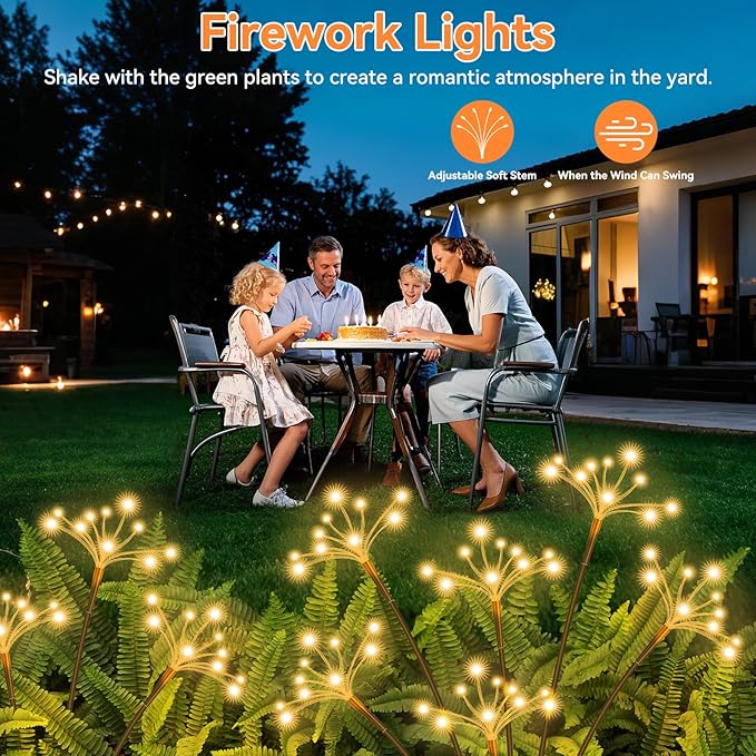 Solar Garden Lights 4 Pack Waterproof Solar Swaying Starburst Light Outdoor - Image 7