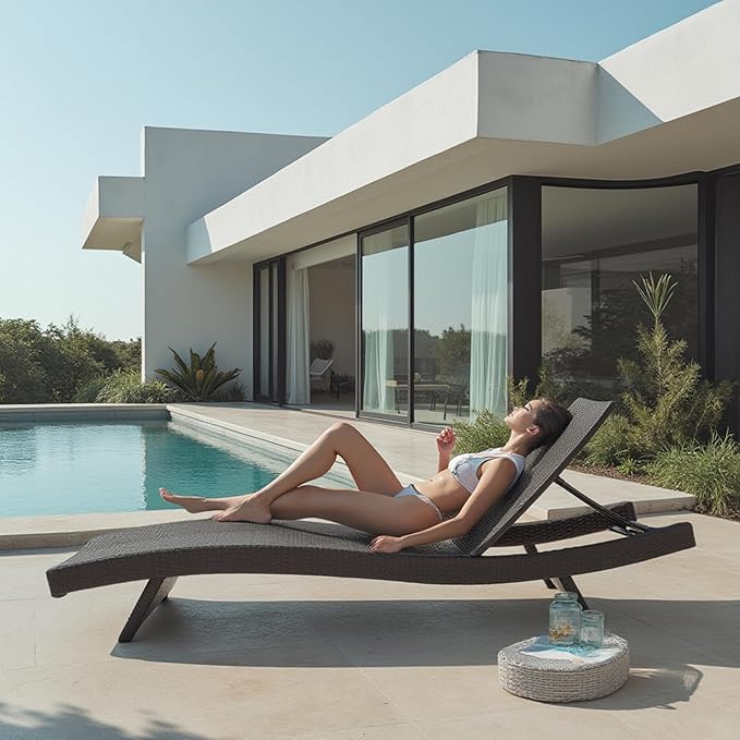 Nestl Chaise Lounge Chair Outdoor Set of 4, Wicker Patio Lounge Chair, Outdoor - Image 7