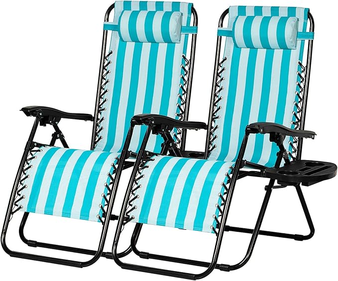 Nazhura Set of 2 Relaxing Recliners Patio Chairs Adjustable Steel Mesh Zero by NazhuraGoodCompanionAtHome