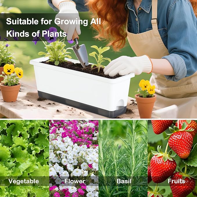 Window Box Planter 4 Packs, 17 Inches Rectangle Flower Pots - Image 6