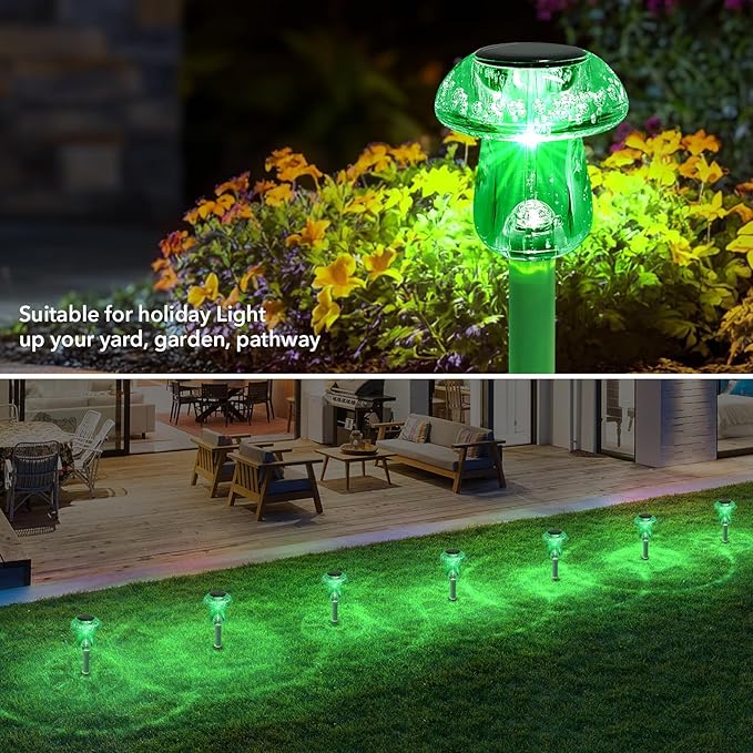 Solar Lights Outdoor, St Patricks Day 8 Pack Mushroom Landscape Lights - Image 4