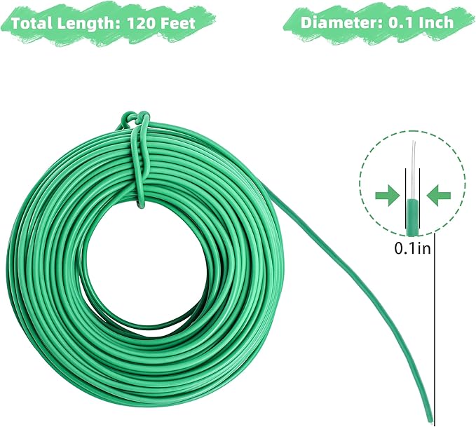 YMHB 120 Feet Green Soft Twist Tie Tomato Plant Tie, Garden Wire Green Twist - Image 2